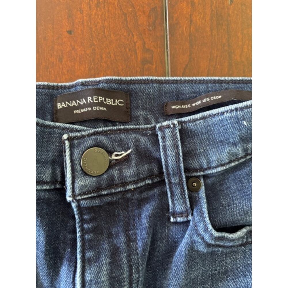 Banana Republic Size 28 High Rise Wide Leg Crop Jeans Dark Wash Denim Womens - Picture 3 of 5